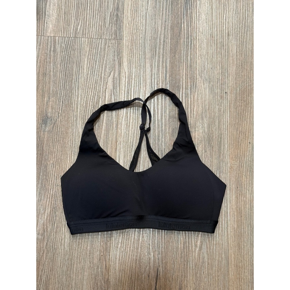 Lululemon‎ Black Adjustable Racerback Sports Bra Mesh Panel 32C